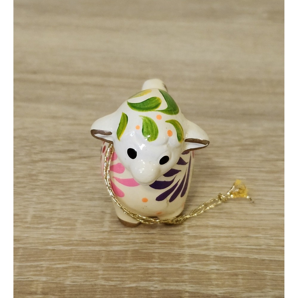 Lucuma Handmade Ceramic Ornaments Peru Bright Colors  Sheep
